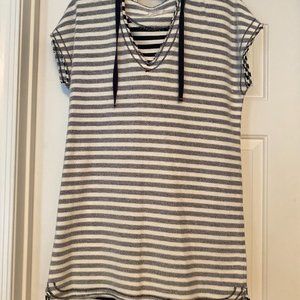 NWOT JANE AND BLEECKER VINTAGE S/S Cotton Dress Navy White Sz XS